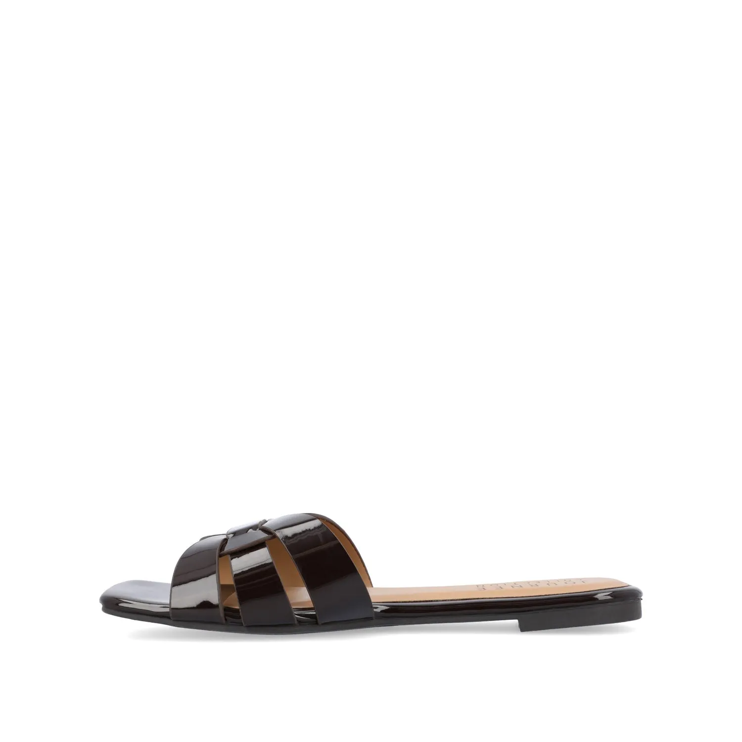 ARRINA BASIC PATENT SLIDE SANDALS IN WIDE