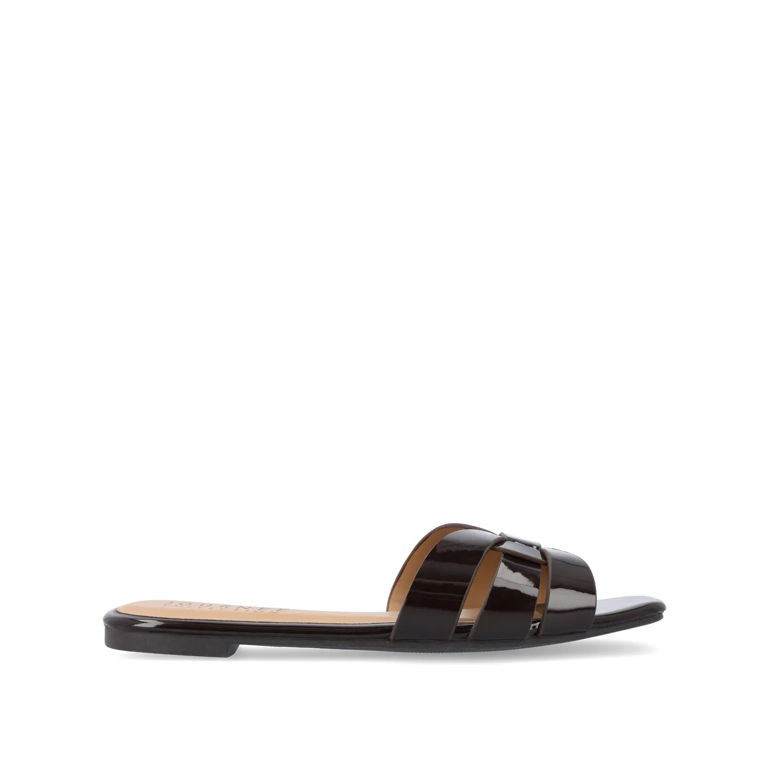 ARRINA BASIC PATENT SLIDE SANDALS IN WIDE