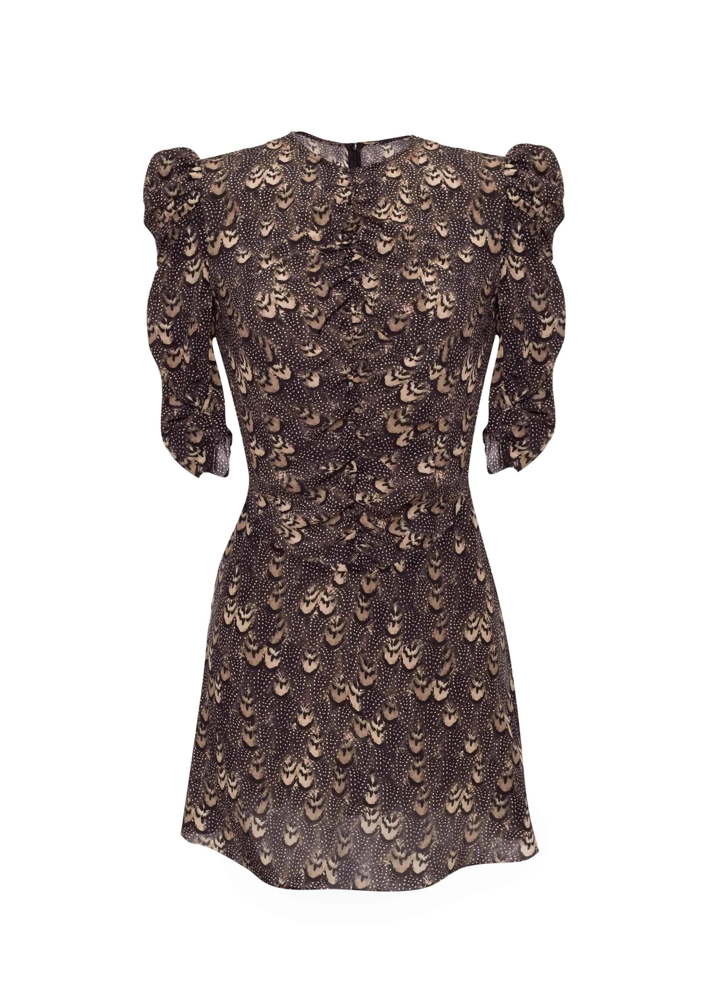 Bambi Gold Feather Print Dress