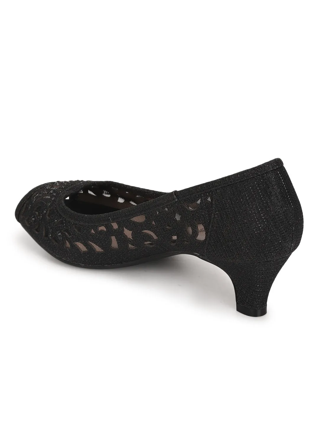 Black Kitten Heel Laser Cut Design Peeps