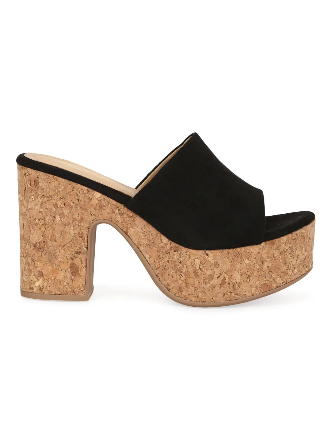 Black Suede Platform Heel Mules (TC-MSI-D-11-BLK)