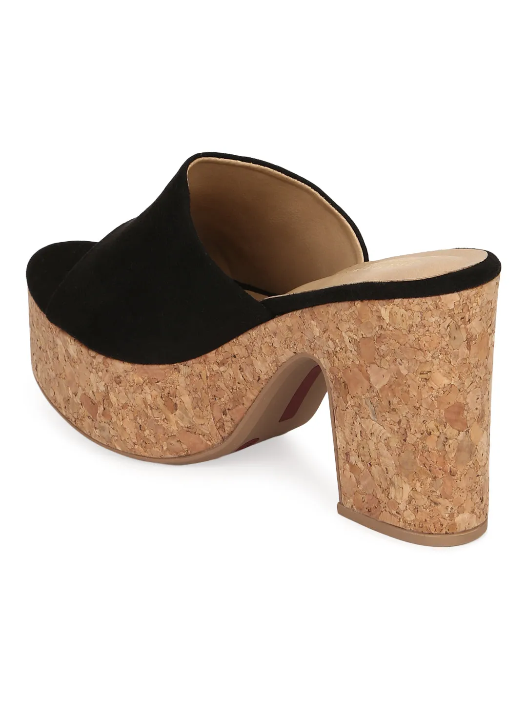 Black Suede Platform Heel Mules (TC-MSI-D-11-BLK)