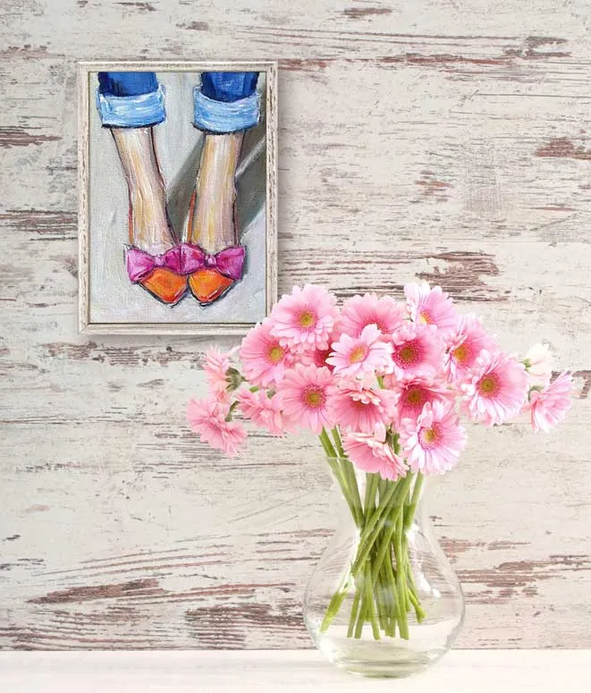 Bows Toes Shoes Mini Framed Canvas