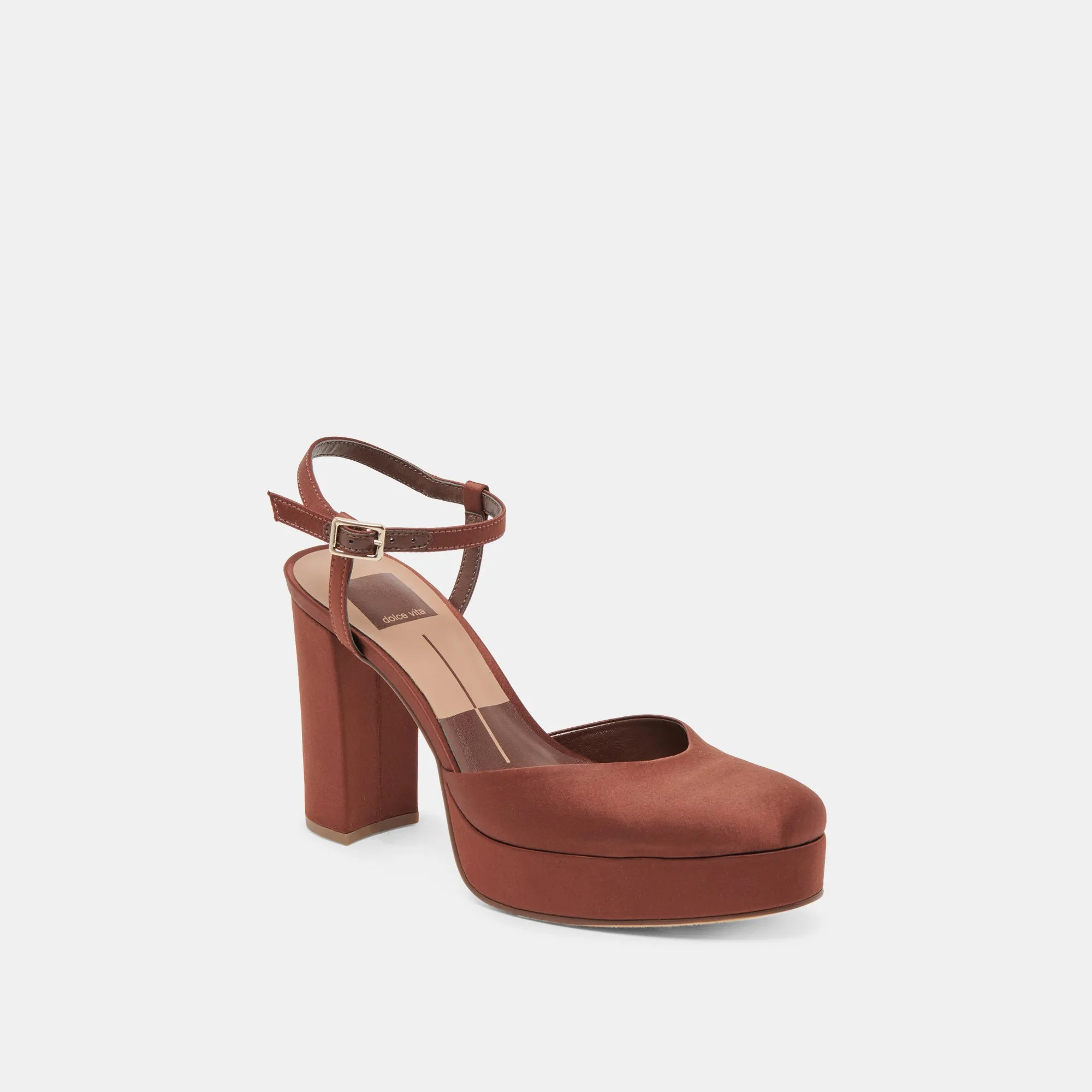 CLAUD HEELS CHOCOLATE SATIN