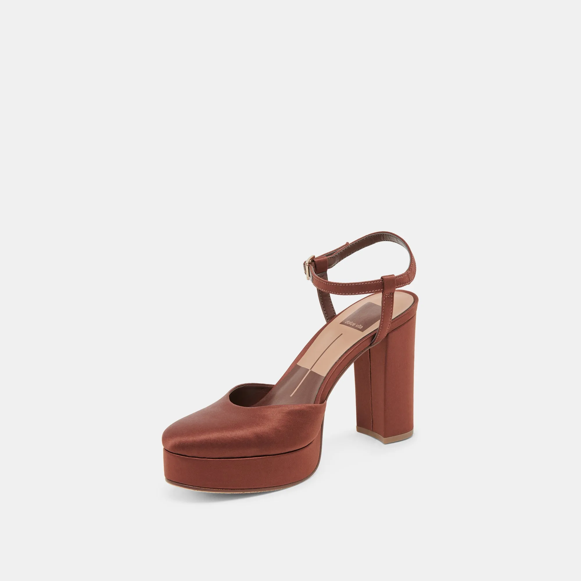 CLAUD HEELS CHOCOLATE SATIN