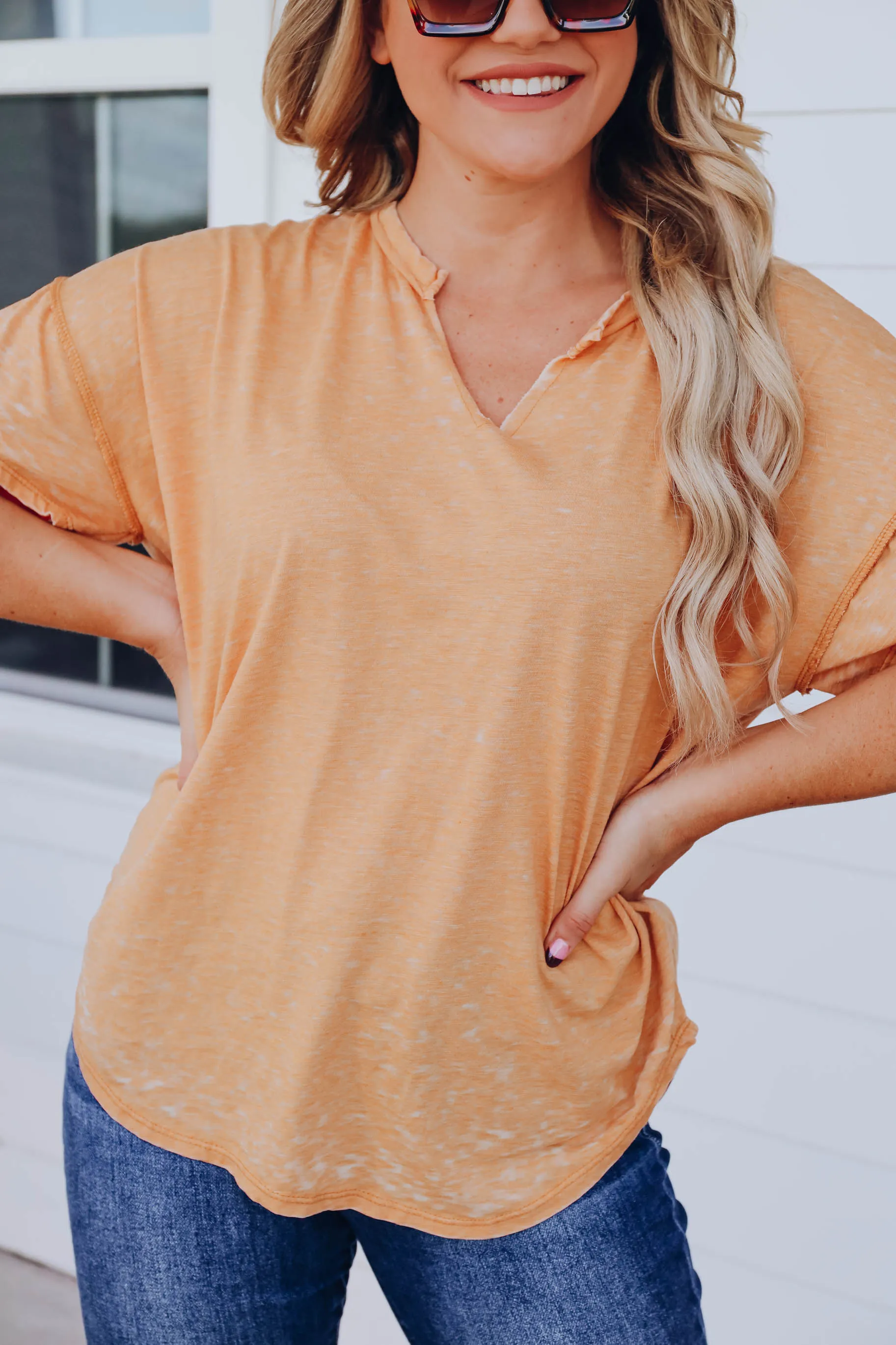 Easy Goin' Mineral Washed Top - Gold Mustard