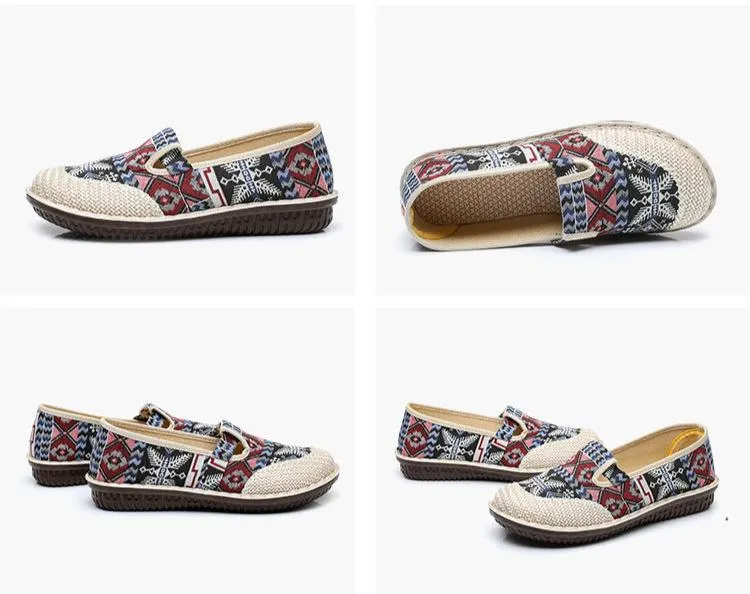 Ethnic slip on canvas loafers