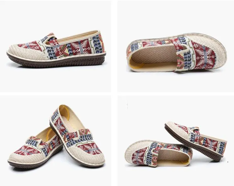 Ethnic slip on canvas loafers