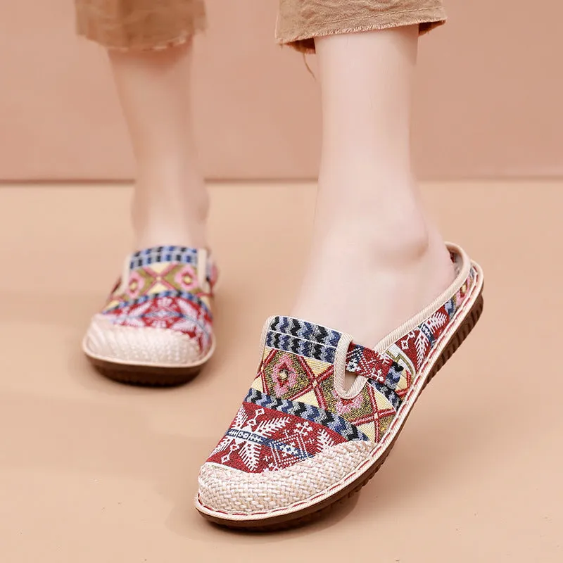 Ethnic slip on canvas loafers