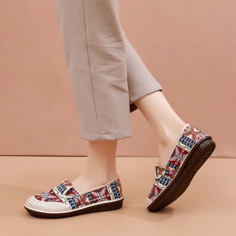 Ethnic slip on canvas loafers