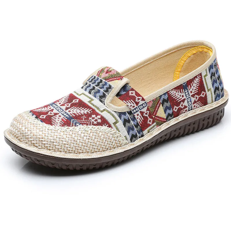 Ethnic slip on canvas loafers