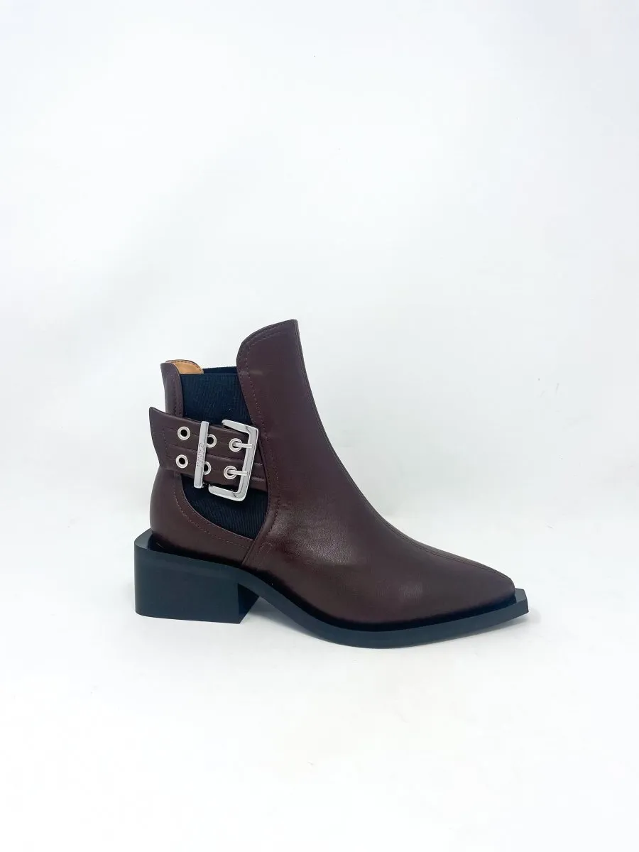 Feminine Buckle Chelsea Boot in Chocolate Fondant