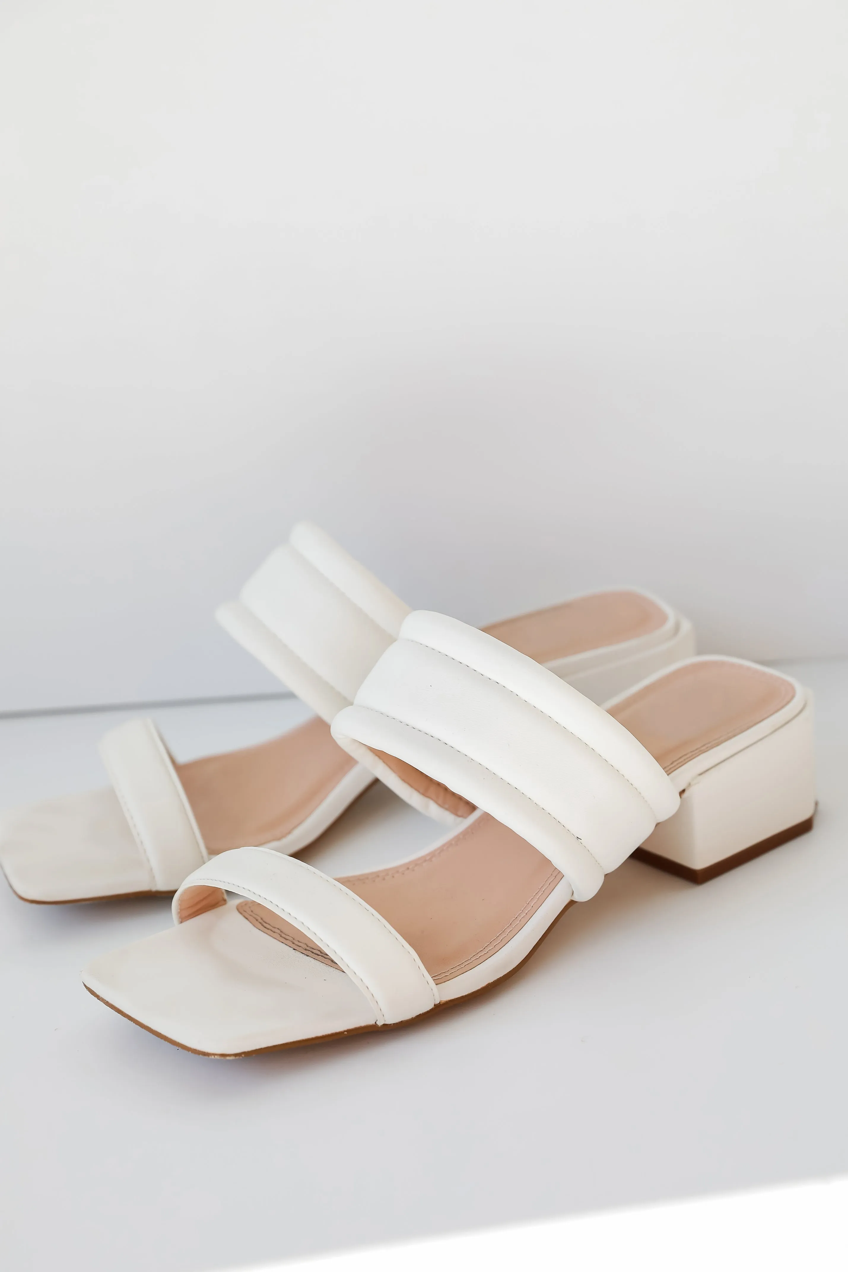 FINAL SALE - Feeling Fine White Double Strap Heels