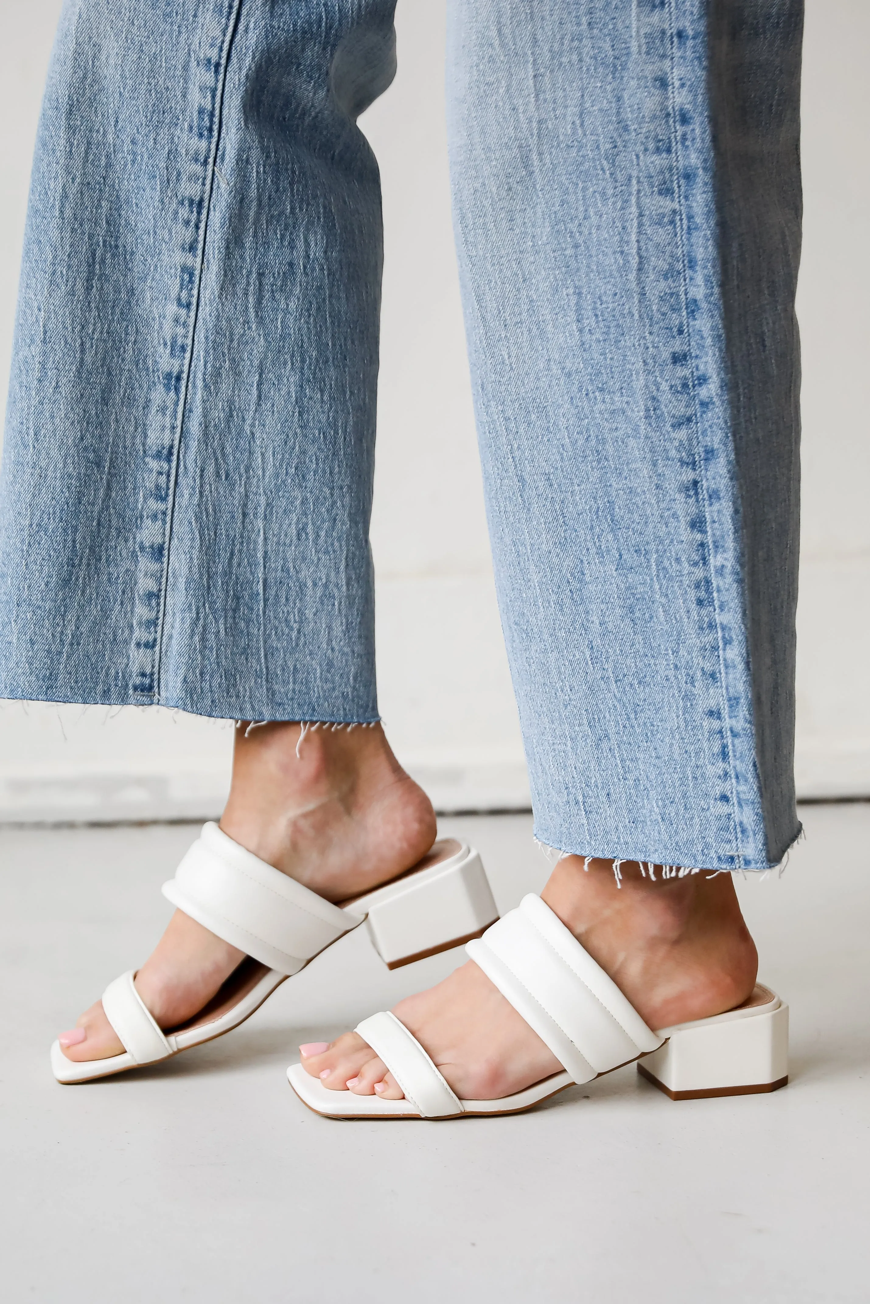 FINAL SALE - Feeling Fine White Double Strap Heels