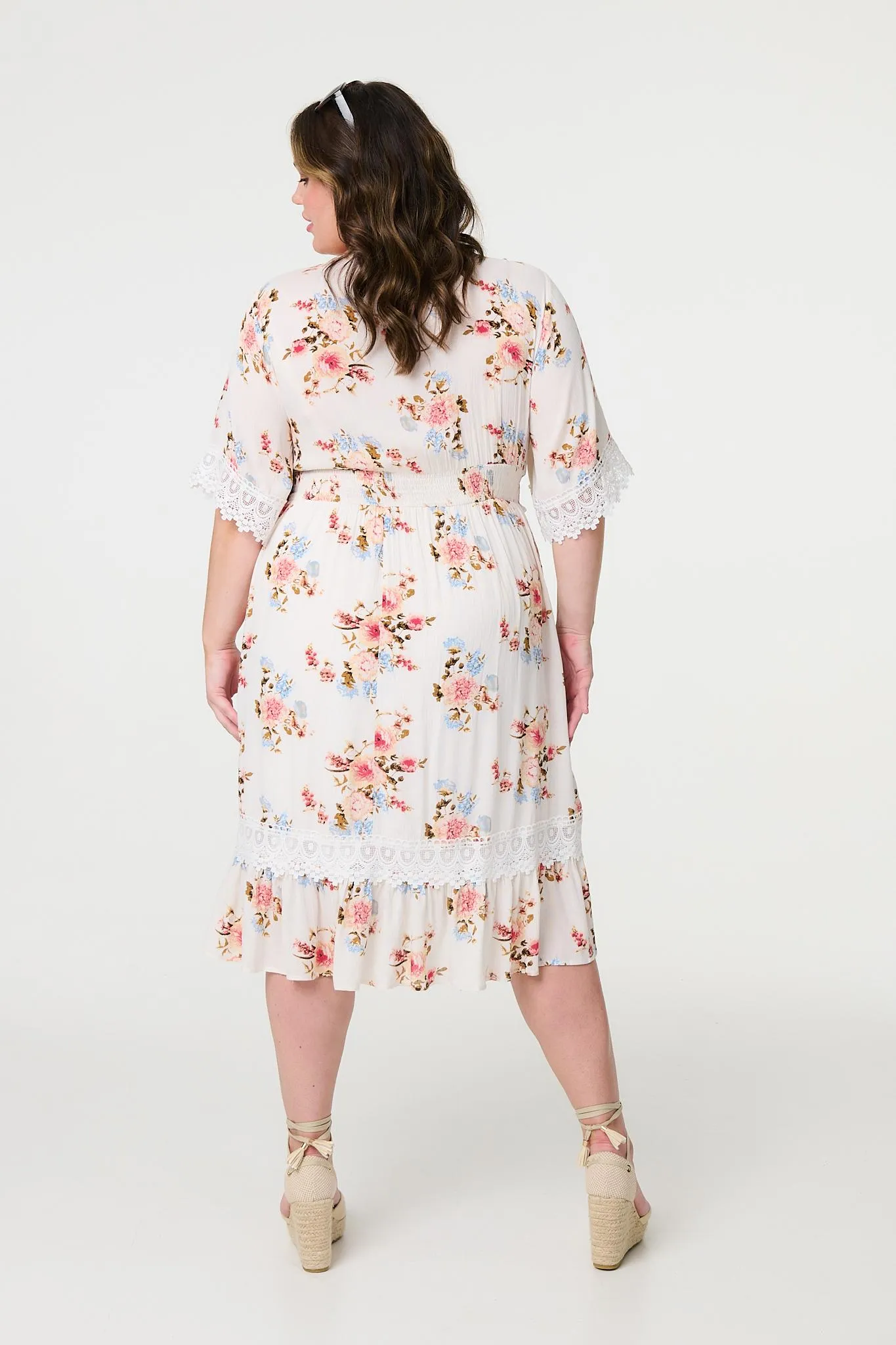 Floral Lace Midi Tea Dress