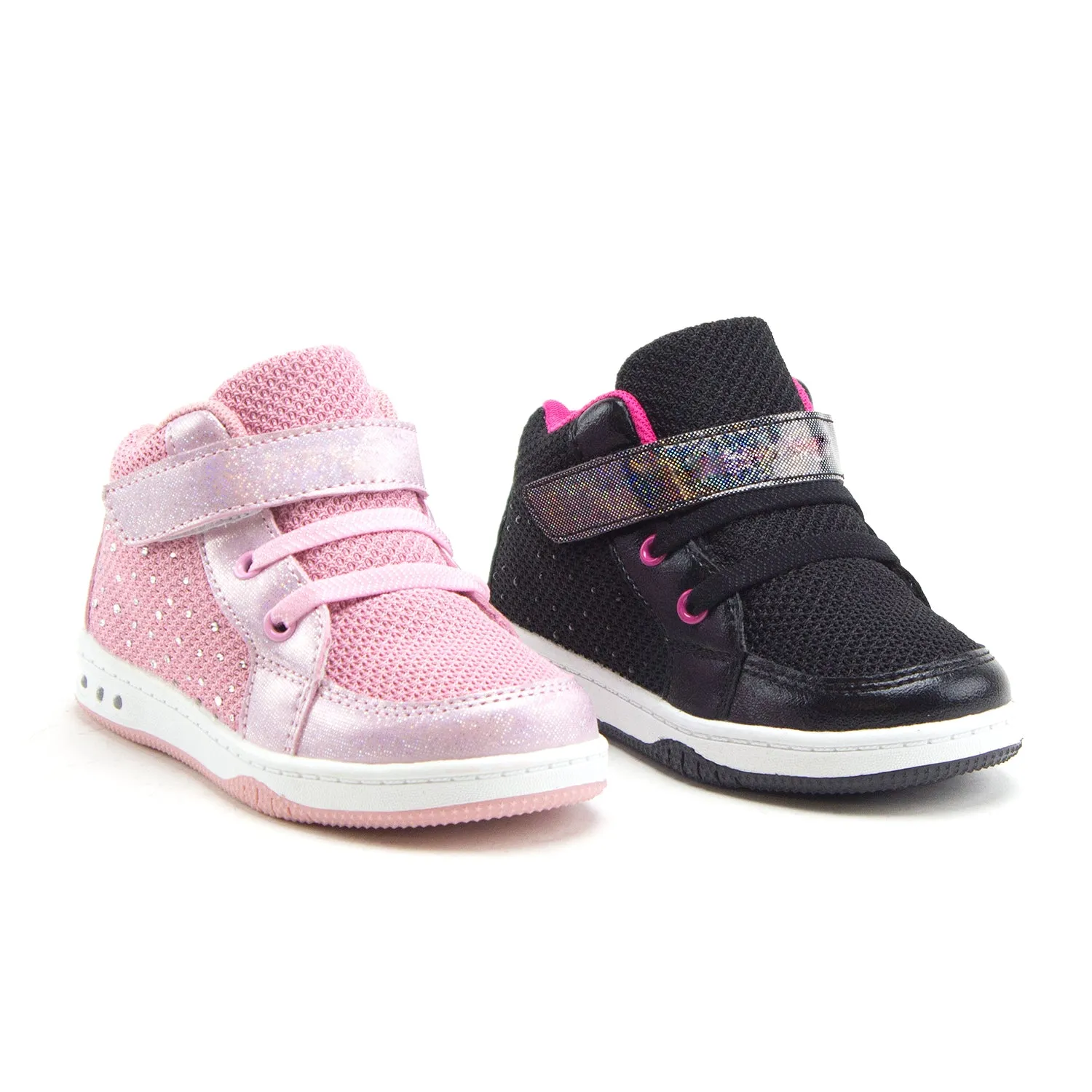 Jazamé Toddler Girls' Kids High-Top Faux Lace Easy Fashion Sneakers Shoes