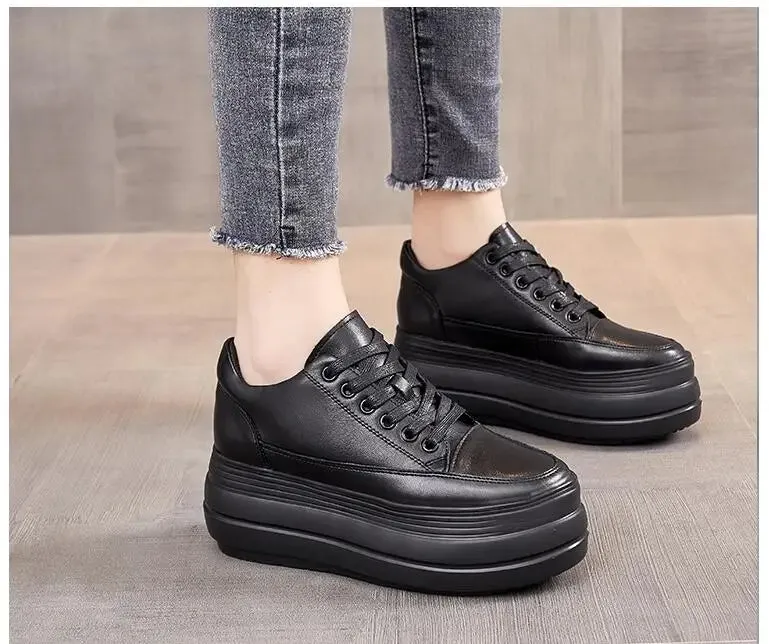 Joskaa 2024 New Casual Leisure Black Platform Sneakers