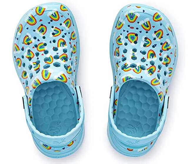 Joybees Kids Active Clog Graphic Sky Blue Rainbows