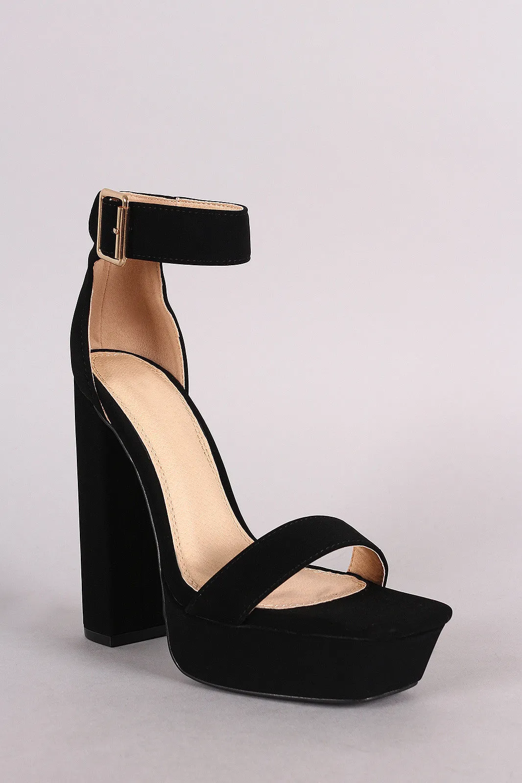 Liliana Nubuck Buckled Ankle Strap Chunky Platform Heel