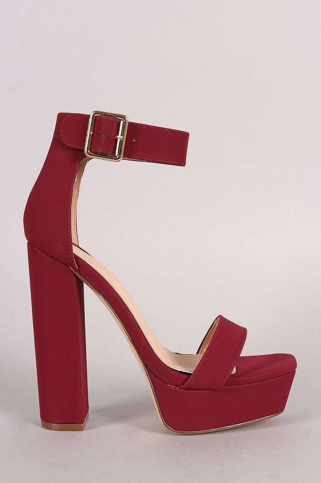 Liliana Nubuck Buckled Ankle Strap Chunky Platform Heel