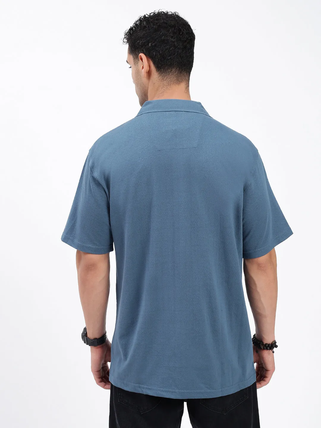 Men Solid Blue Relaxed Fit Shirt