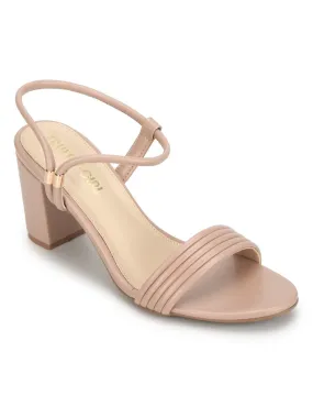 Nude PU Sandals With Slip On Straps