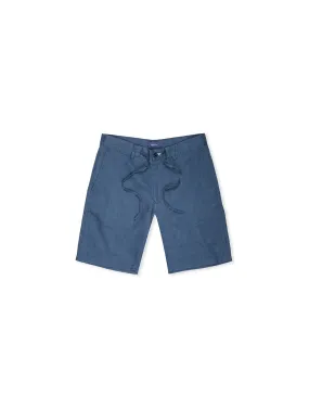 Relaxed Linen Drawstring Shorts Insignia Blue