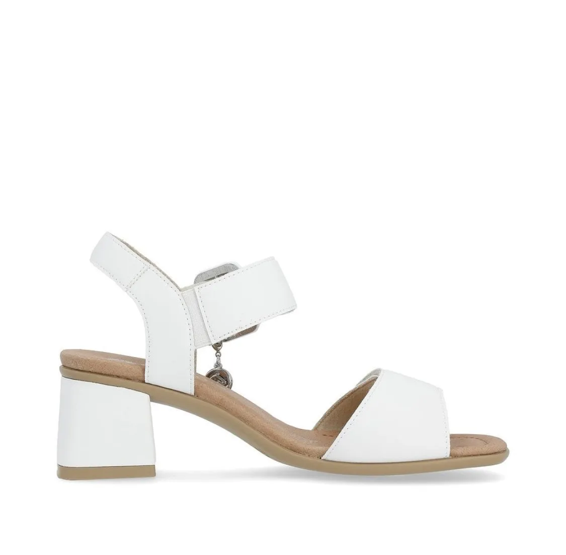 Remonte D1K51-80 Elle Range White Leather Block Heel Sandals