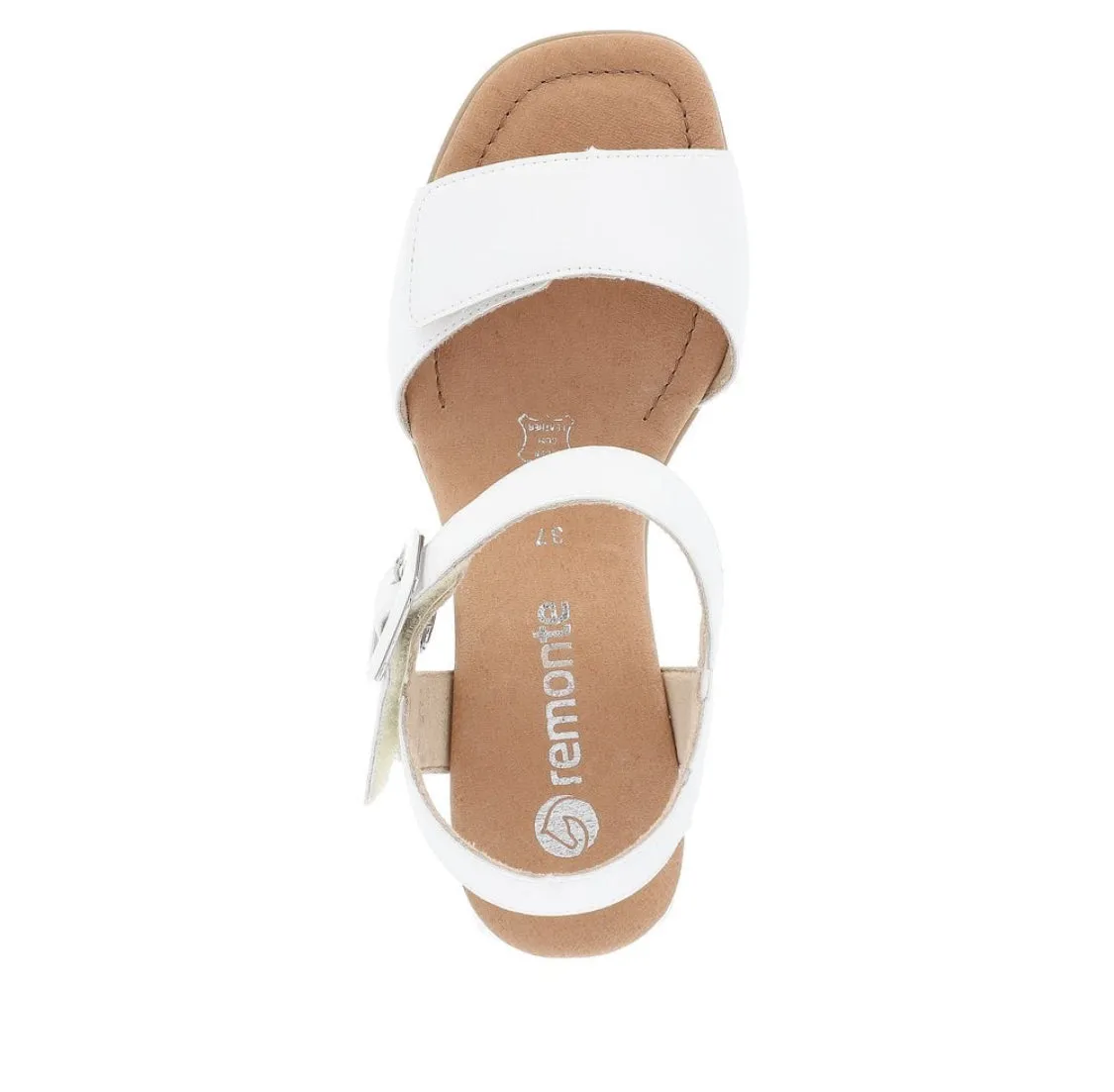 Remonte D1K51-80 Elle Range White Leather Block Heel Sandals