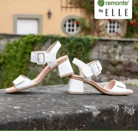 Remonte D1K51-80 Elle Range White Leather Block Heel Sandals