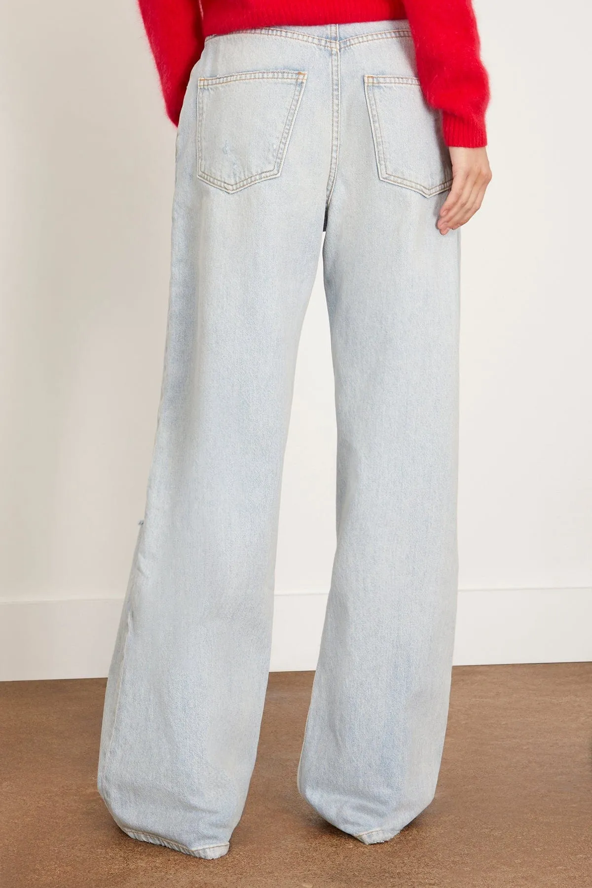 Sammy Relaxed Straight Leg Jean with Distressing in Azure