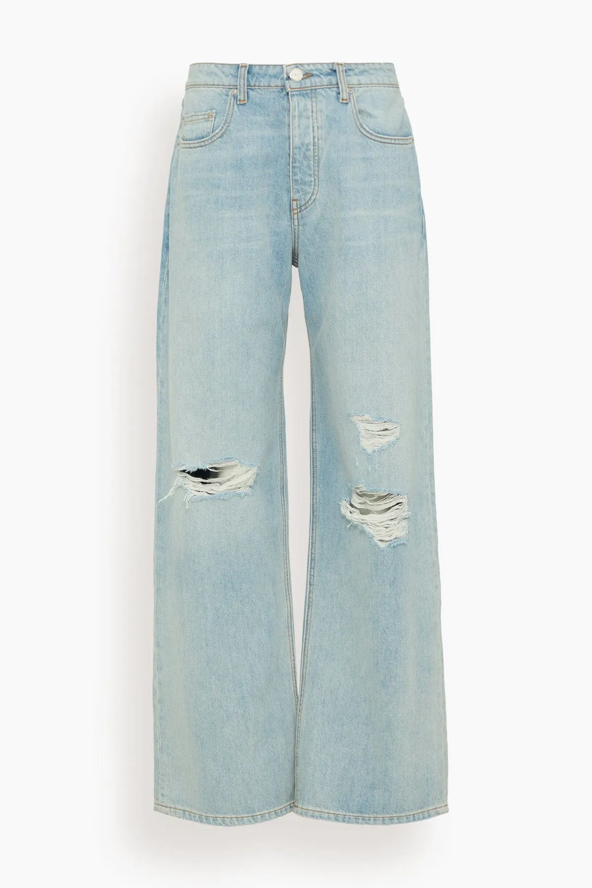 Sammy Relaxed Straight Leg Jean with Distressing in Azure