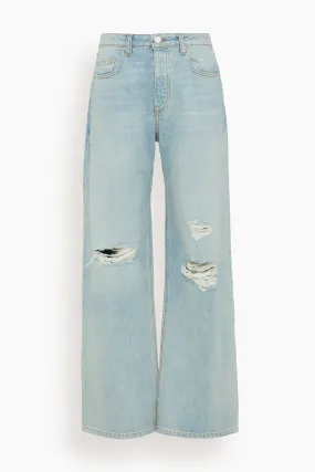 Sammy Relaxed Straight Leg Jean with Distressing in Azure