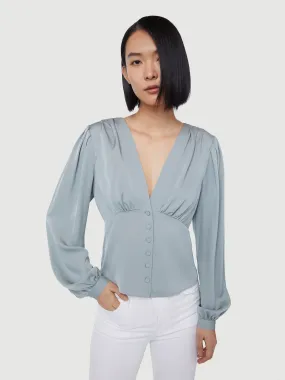 Silk Empire Pleat Top -- Sage