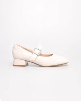 Tomaz NN416 Ladies Ballerina Buckle Heels (Cream)