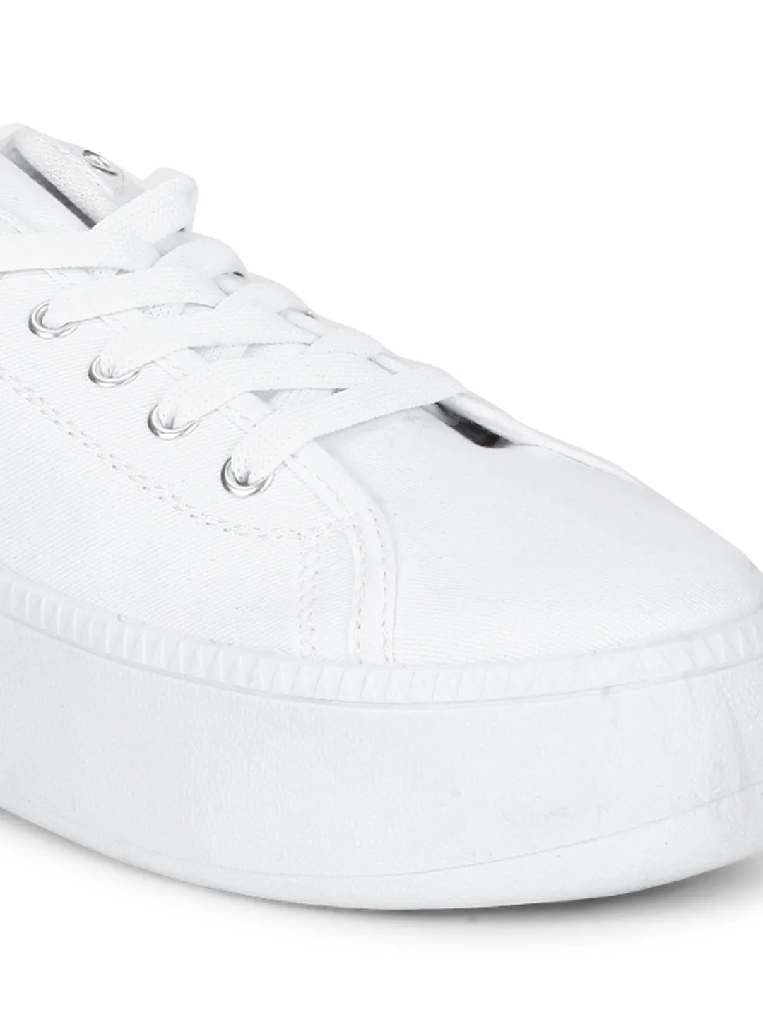 Total White Canvas Lace-Up Sneakers