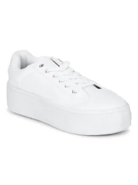 Total White Canvas Lace-Up Sneakers