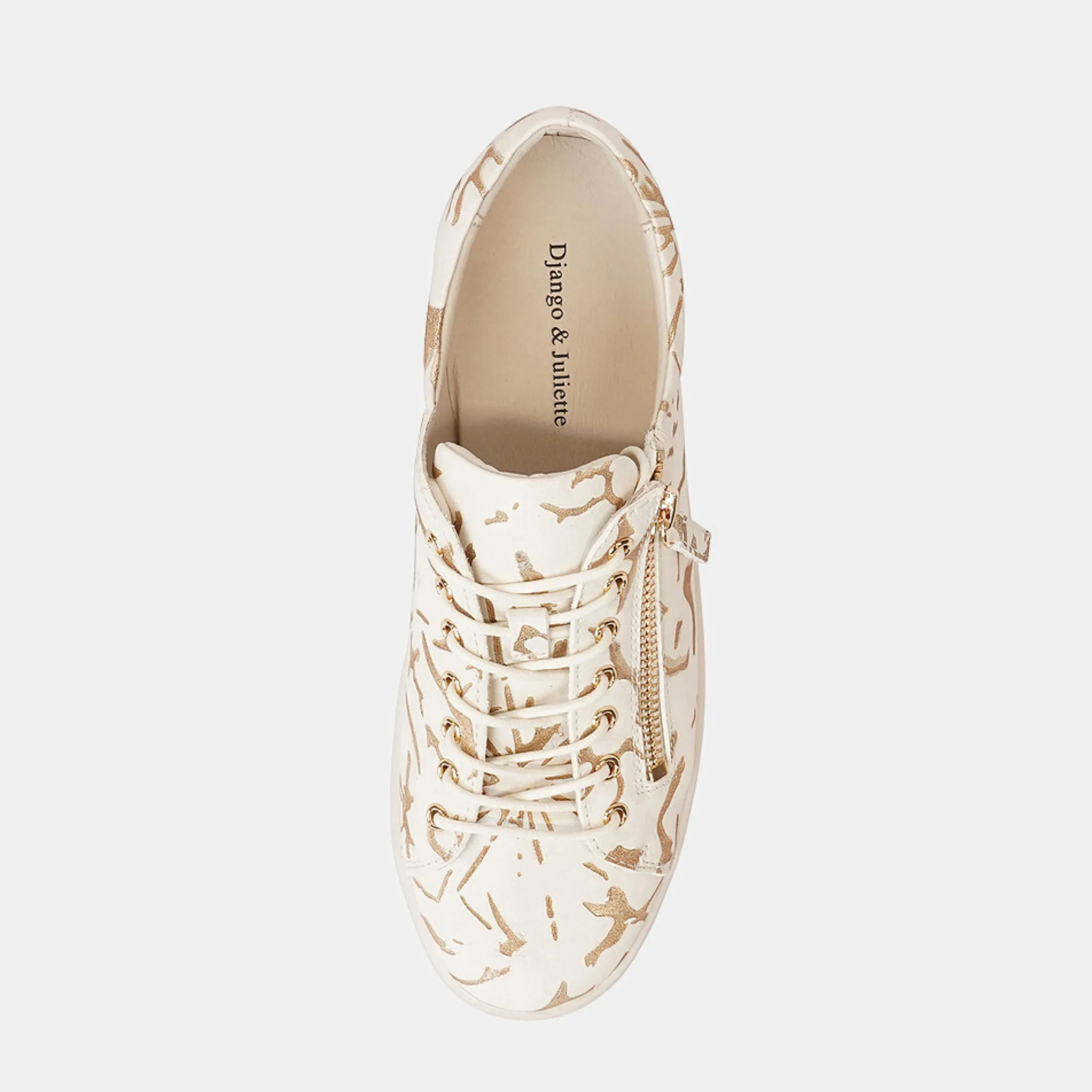 Wolfie Almond & Gold Leather Sneakers