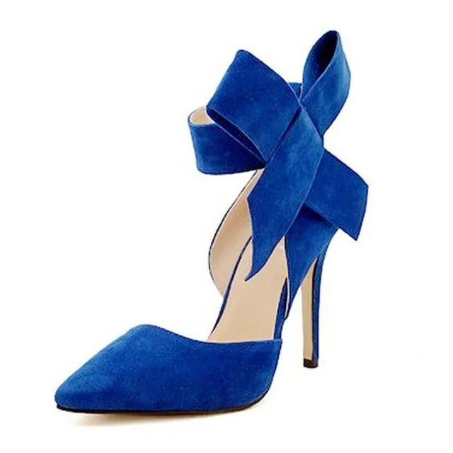 Women pointed toe bow stiletto high heels