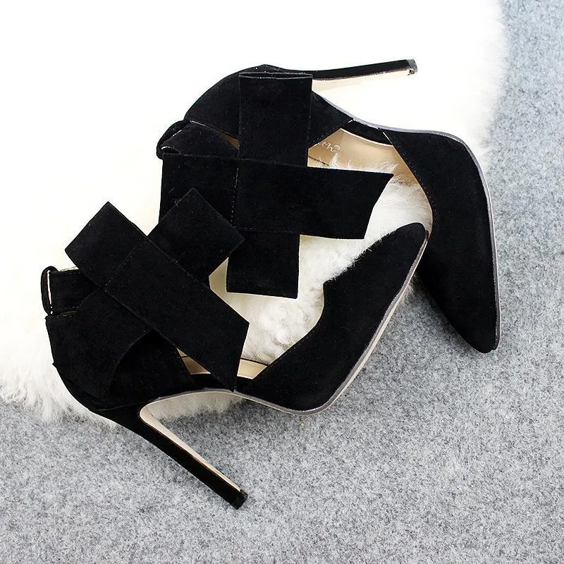 Women pointed toe bow stiletto high heels