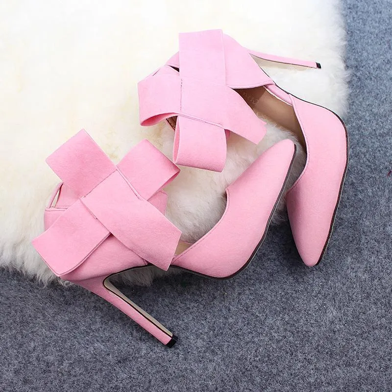 Women pointed toe bow stiletto high heels