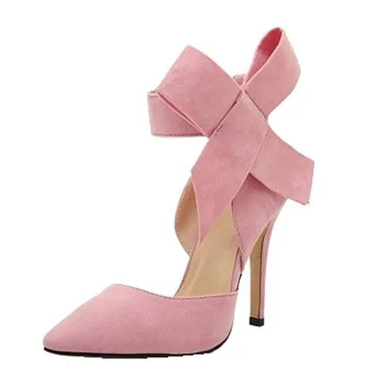 Women pointed toe bow stiletto high heels