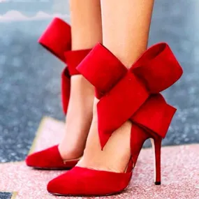 Women pointed toe bow stiletto high heels