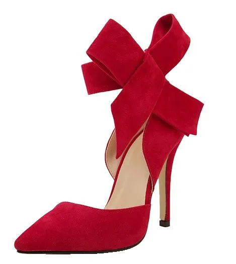 Women pointed toe bow stiletto high heels