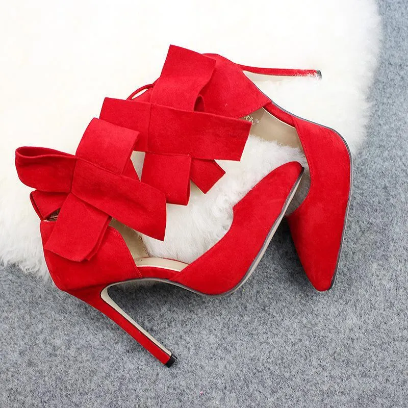 Women pointed toe bow stiletto high heels