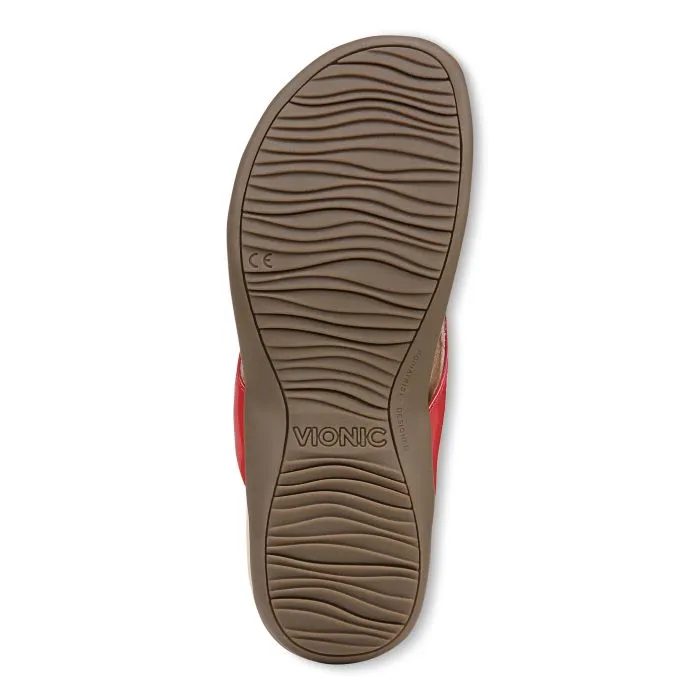 Womens Vionic Bella Toe Post Sandal in Red