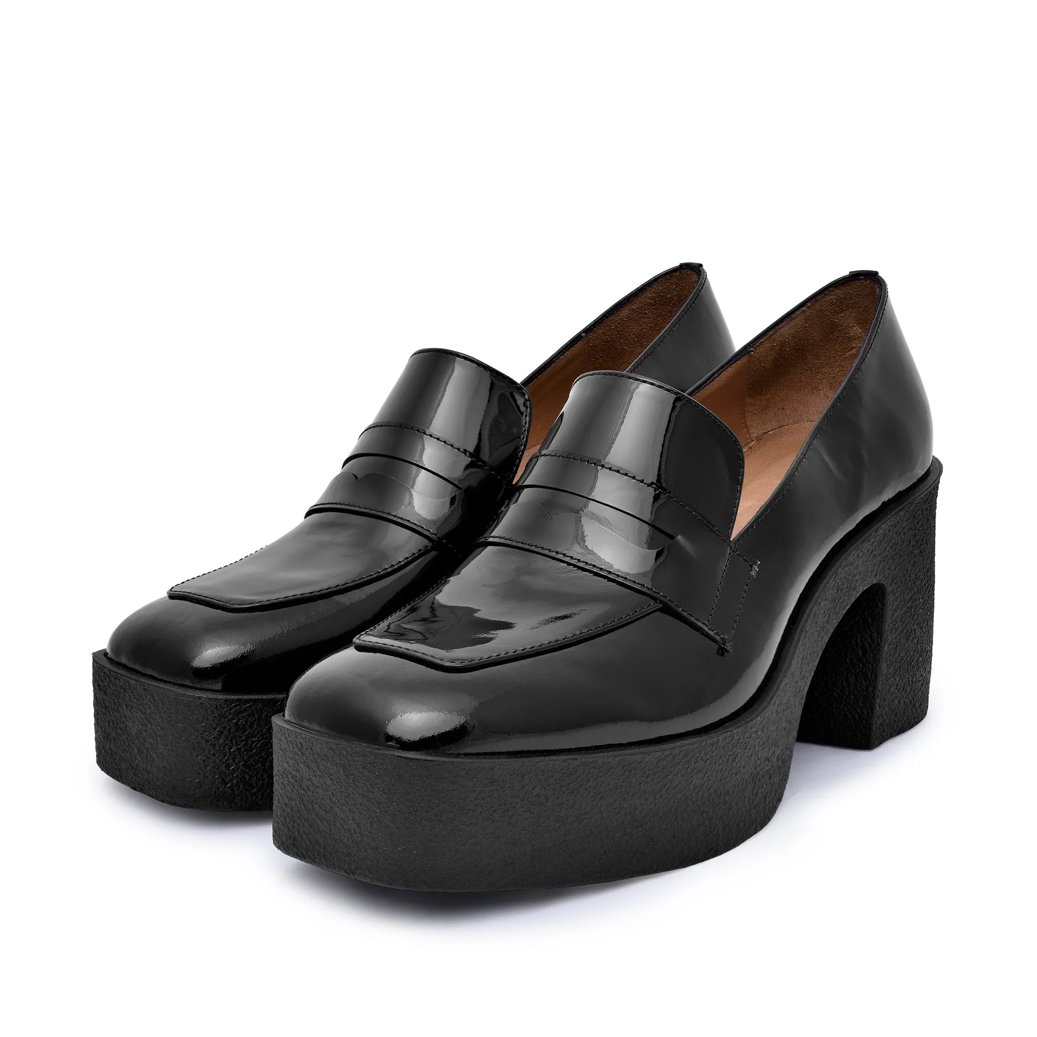 Yoko Black Patent Leather Chunky Loafers